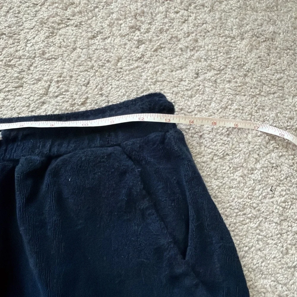 OAS Terry Cloth Shorts Men's Size M Navy Lined Blue Tie Waist Drawstring Cotton